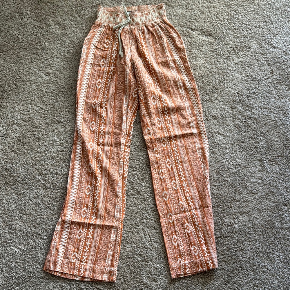 Women's Orange Patterned Pants